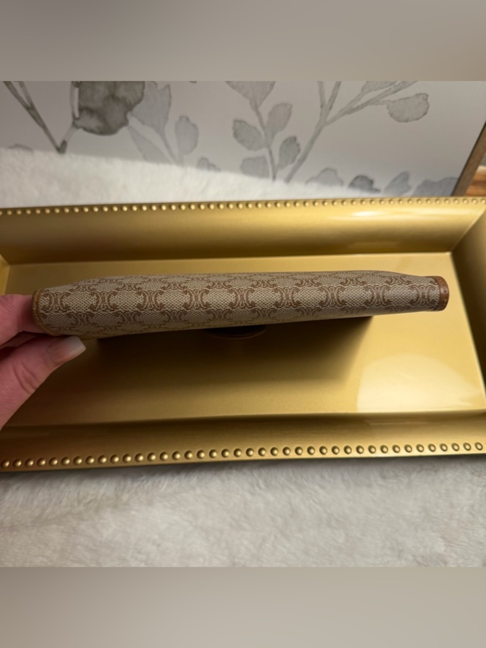 Celine Auth Vintage Macadam Long Wallet Monogram Gold Snap Closure - Picture 8 of 11